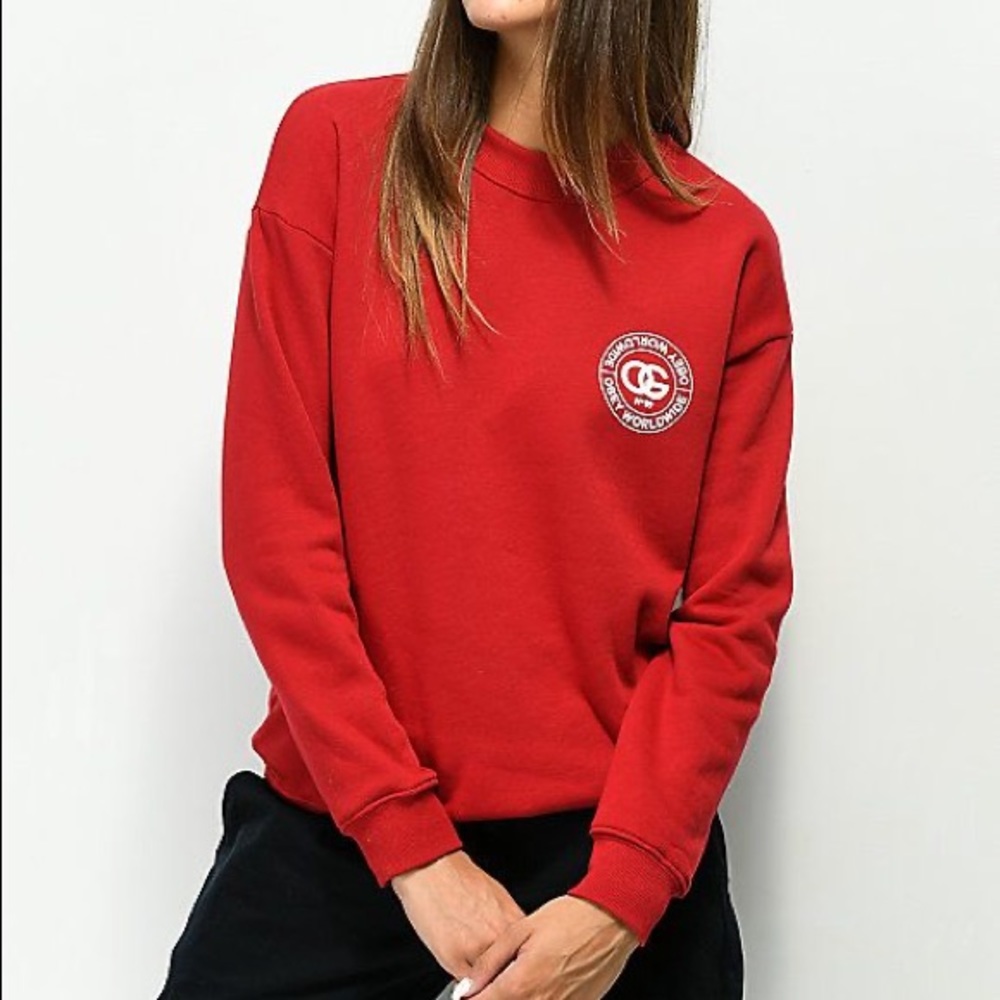 OBEY Rue De La Ruine Delancey Red Crew Neck Sweatshirt